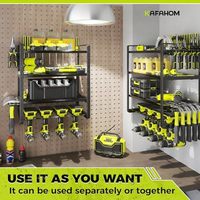 Organisateur d'outils électriques résistant à la rouille, support mural pour 8 perceuses, étagère de rangement de garage à 4 niveaux, tournevis/pince/marteau