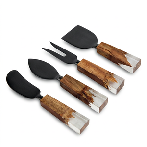 Royal Design Dining Cheese Set In Stainless Steel With Wooden Handle Set Of 4 Perfect For Events Home And <b>Tabletop</b> Use - Product Image 1