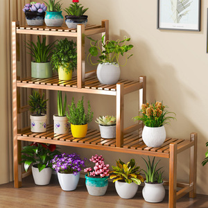Support à plantes en bois à plusieurs niveaux, style rustique, gain de place, pour intérieur, extérieur, balcon, salon - Product Image 1