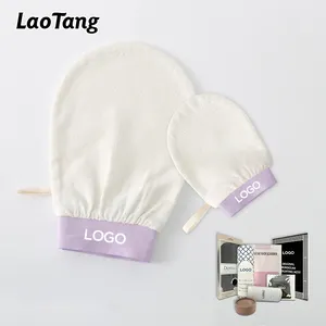 Wholesale Custom Logo And Package 100% Natural Raw Silk Exfoliating Glove Eco-friendly Beauty Raw Silk Gloves For Women Men