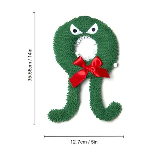 2024 Venda imperdível brinquedo de pelúcia para mastigar cachorro, brinquedo de pelúcia para natal, monstro enfurecido, grito em A/O, macarrão verde, brinquedo interativo durável personalizado