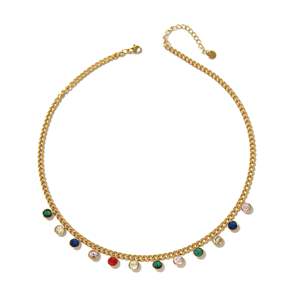 Collar de Cristal Chapado en Oro, Acero Inoxidable, con Piedras Multicolores, Joyería - Product Image 1