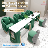 Bureau de technicien des ongles moderne en acier inoxydable avec plateau en marbre et collecteur de poussière pour équipement de salon
