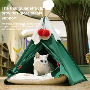 Cama <span class=keywords><strong>Tipi</strong></span> <span class=keywords><strong>para</strong></span> Mascotas de Tela de Algodón Plegable con Diseño Navideño, Tienda <span class=keywords><strong>Tipi</strong></span> <span class=keywords><strong>para</strong></span> Mascotas de Interior, <span class=keywords><strong>Casa</strong></span> Semicerrada Cálida <span class=keywords><strong>para</strong></span> Invierno - Product Image 4