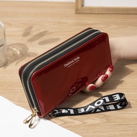 Dompet Panjang Wanita Baru dengan Resleting Ganda, Tas Ponsel Gaya Mahasiswa, Efek Laser, Kapasitas Besar, Dompet Koin Lembut, Lapisan Poliester.