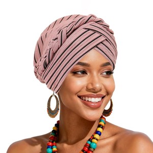 Turban élastique noir à rayures, foulard tressé, hijab, turban islamique uni, sous-hijab intérieur - Product Image 4