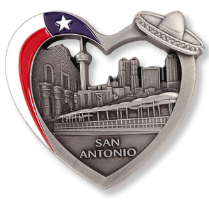 Custom Die Cut metallo traslucido adesivi magnetici promozionali Texas bandiera frigo magneti con punti di riferimento paesi - Product Image 1
