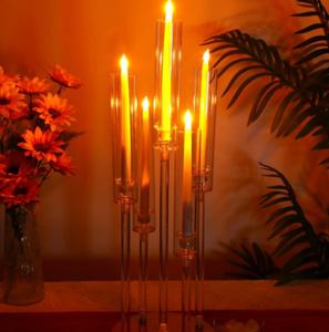 <b>Crystal</b> 10 Pillar Glass Candlestick Tube Candle Holder <b>Crystal</b> Wedding Candelabra Decoration Centerpieces Bougeoir Mariage - Product Image 6