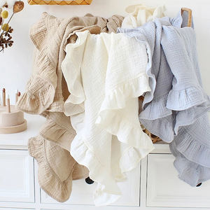 Manta Envolvente de Muselina de Algodón con Volantes para Bebé, Toalla de Baño, Envoltura Arrugada para Bebé, Manta para Cuna, Cochecito y Niños Pequeños - Product Image 1