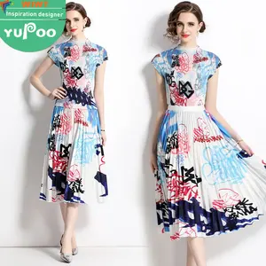 9160-88-621-스톡 여성 의류 제조 업체 도매 패션 의류 우아한 빈티지 숙녀 꽃 이브닝 캐주얼 드레스