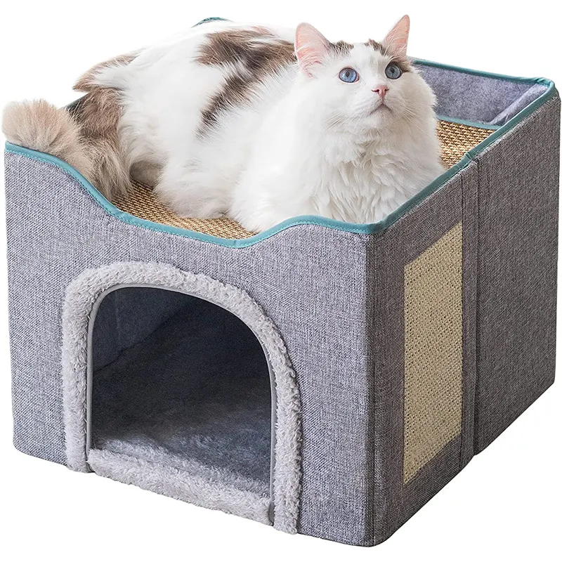 Custom Logo Foldable Cat Hideaway Outdoor Indoor Cat Houses Large Cat Bed