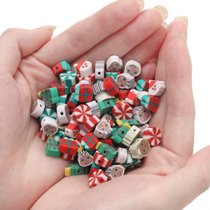 Cuentas de arcilla polimérica pequeñas para manualidades navideñas, suministros para decoración festiva, diseño de muñeco de nieve, árbol y bastón de caramelo - Product Image 2