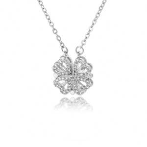 Collar de Cadena de Eslabones de Lujo para Mujer, de Acero Inoxidable con Oro de 18K, con Cierre Magnético en Forma de Corazón y Trébol de Cuatro Hojas, Ideal para Regalo - Product Image 6