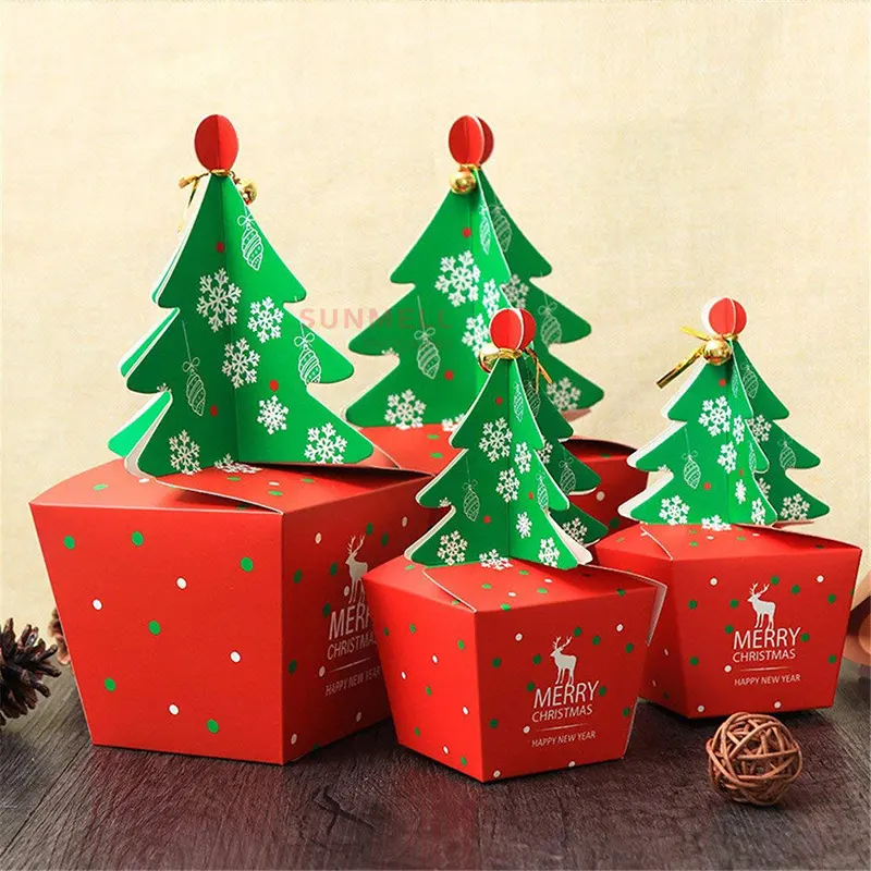 赤白紙クリスマスツリーチョコレートボックスカスタム印刷チョコレートボックス卸売