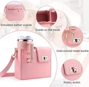 Free Sample Women's Fashion Customized PU polyester Cup Sleeve polyester Carrier Tote <b>Water</b> <b>Bottle</b> <b>Holder</b> Shoulder Crossbody Bag - Product Image 3