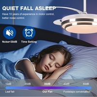 Ventilateur de plafond invisible à 3 températures de couleur, design muet, moderne et rétractable de 42 pouces, pour chambre à coucher intérieure