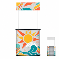 Table promotionnelle portable pour événements extérieurs et dégustations en magasin, comptoir d'exposition pliable avec graphismes couleur personnalisés