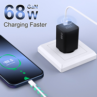 Chargeur mural certifié OEM ODM 68W avec prise EU, port USB C, GaN PD, charge rapide, vente directe d'usine, emballage personnalisé avec logo