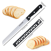Couteau à pain dentelé de 8 pouces avec couvercle, manche ergonomique, couteau à trancher le pain, couteau à pâtisserie en acier inoxydable avec manche ergonomique
