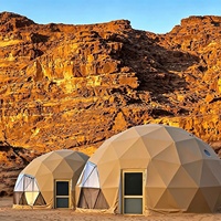 Tente dôme géodésique familiale résistante au vent en PVC pour glamping, camping, hôtel, parc de vacances, hébergement extérieur, tourisme