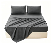 Ensemble de literie 4 pièces de couleur unie, drap-housse durable et drap plat en microfibre douce, et 2 taies d'oreiller pour lits jumeaux, doubles, queen et king
