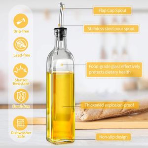 Bouteille à huile en verre transparent 500 ml, écologique, saine, pour la cuisine à domicile, carafe à vin pour la sauce soja, les <span class=keywords><strong>épice</strong></span>s, le stockage, style moderne - Product Image 3