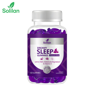 Solilan Chất lượng cao OEM nhãn hiệu riêng tự nhiên thuần chay Hữu Cơ đường miễn phí 5mg Melatonin magiê Vitamin D Gummy ngủ bổ sung - Product Image 1