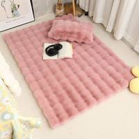 Tapis d'intérieur en fausse fourrure de lapin à poils longs, épais, en polyester, carré, imperméable, pour chambre à coucher, salon, décoration