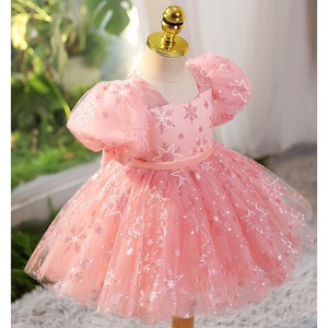 <span class=keywords><strong>Abito</strong></span> da ballo per bambina in raso tinta unita con paillettes, girocollo, casual, lunghezza al ginocchio, traspirante, primavera/estate, rosa, per la prima festa ODM - Product Image 3