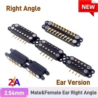 Right Angle Spring Loaded Male Female 2.54 MM 2 3 4 5 6 7 8 9 Pole Through Holes 2A DC Horizontal Magnetic Pogo Pin Connector