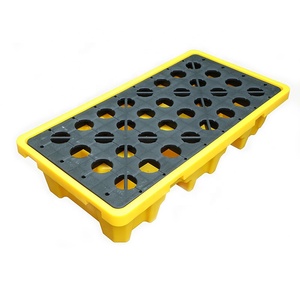 Paleta de Contención de Derrames de Aceite IBC de Doble Barril a Prueba de Fugas con Contenedor de Plástico para 4 Tambores, Bandeja de Contención Desmontable para Sobremesa - Product Image 1