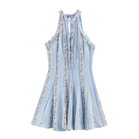 ZATRHMBM Nouvelle Robe Femme Printemps/Été 2026 à Imprimé Floral, Col Halter, Style Rétro Décontracté et Élégant