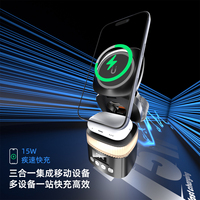 Nueva Lámpara Nocturna Inalámbrica Magnética Plegable 5 en 1 con Carga Rápida de 20W, Reloj Digital para Auriculares, Relojes Inteligentes y Mesita de Noche