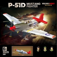 Ensemble de construction de briques Mustang Fighter Jet P-51, modèle d'avion bombardier jouet