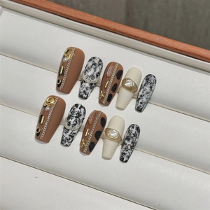 Nuevo Producto Lanzado, <span class=keywords><strong>Uñas</strong></span> Postizas Hechas a Mano <span class=keywords><strong>con</strong></span> Incrustaciones de <span class=keywords><strong>Plata</strong></span> y Diamantes en <span class=keywords><strong>Color</strong></span> <span class=keywords><strong>Rosa</strong></span> Noche Oscura y Mariposa Noche Oscura - Product Image 2