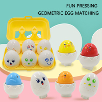 6PCS Press to Sound Oeufs géométriques avec émoticônes Jouet d'apprentissage pour les tout-petits Développement de la motricité fine Jouet assorti Cadeau de Pâques
