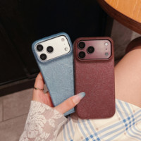 Étui de téléphone en cuir craquelé métallique de luxe pour iPhone 18 Pro Max 17 16 15 Plus, coque de protection antichoc en PC rigide texturé
