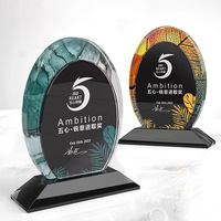 Honneur de cristal couleur impression ovale forme cristal verre trophée Souvenir cadeau personnalisation trophée