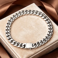 Bracelet chaîne cubaine Miami en acier inoxydable poli, style hip-hop tendance, avec fermoir lisse, best-seller en Europe et en Amérique