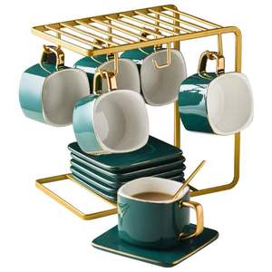 FUENYEJIA Tasse à Café Et Soucoupe En Porcelaine Anglaise De Style Européen 200 Ml, Tasse à Thé Et Soucoupe Rétro De Luxe Avec Bordure Dorée (floral