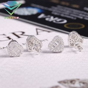 New Arrival <b>Men</b> Women Jewelry 925 Sterling Silver VVS Moissanite Diamond Heart Shape <b>Earring</b> Studs <b>for</b> Hip Hop Life - Product Image 1