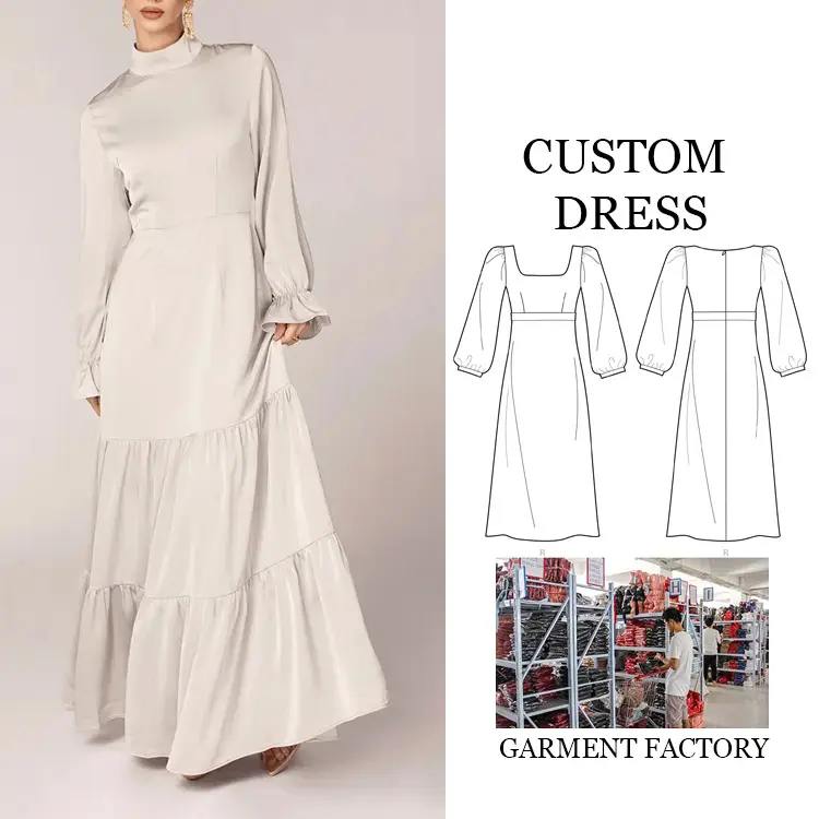 New 100% polyester khiêm tốn quần áo trắng pakistani quần áo OEM Dịch vụ Ấn Độ quần áo