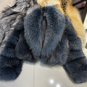 Real Fox <strong>Fur</strong> Coat Women Cropped Turn-down Collar Banded Sleeve Short <strong>Fur</strong> <strong>Jacket</strong> - Product Image 3