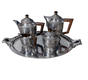 <b>Tea</b> <b>Pot</b> Kettle <b>Set</b> Glossy Finished Metal <b>Tea</b> <b>Set</b> with Tray Handcrafted Metal Luxury Hotel Restaurant Catering Serving Usage - Product Image 2