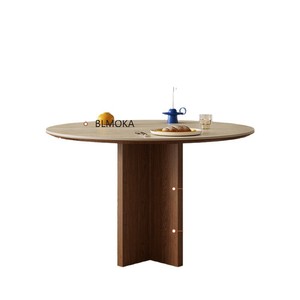 <span class=keywords><strong>Tavolo</strong></span> da Pranzo Rotondo Moderno in Legno Massello con Piano in Ardesia Design Bauhaus Mid-Century Arredamento Casa 1m - Product Image 5