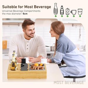 In legno di bambù <span class=keywords><strong>divano</strong></span> Organizer <span class=keywords><strong>divano</strong></span> Bar scatola Snack vassoio con 2 portabicchieri e supporto per <span class=keywords><strong>telecomando</strong></span> - Product Image 6