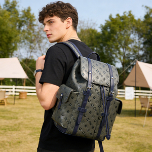 Embossed Leather <b>Backpack</b> <b>Large</b> Capacity Laptop Travel <b>Backpack</b> Fashion School <b>Backpack</b> for Men Women Custom Logo - Product Image 1