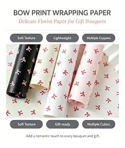 Papier d'emballage en tissu épais imperméable à l'eau avec motif de nœuds mignons, froissé et doux, <span class=keywords><strong>pour</strong></span> bouquets de fleuristes, cadeaux de la Saint-Valentin - Product Image 5