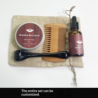 Ensemble de peignes double face pour barbe pour hommes, rouleau à barbe, hydratant pour barbe, ensemble de soins pour barbe