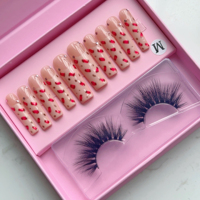 Set de Belleza 2 en 1 de Marca Privada, Combo de Uñas Postizas y Pestañas Personalizadas, Kit de Uñas y Pestañas Hechas a Mano con Calidad de Salón